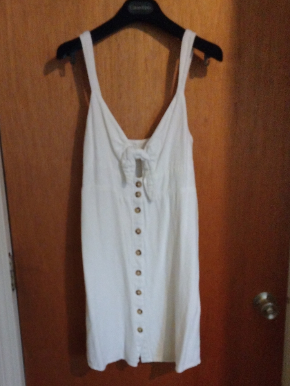Costal Cowgirl White Button-Front Tie-Detail Tank Dress